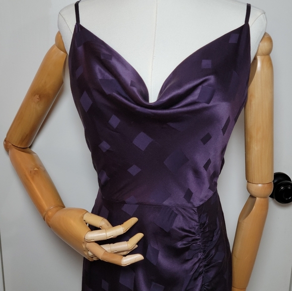 Milly Lilliana Purple Geometric Jacquard Silk-Blend Engagement Midi Dress Size 6 - Picture 3 of 9